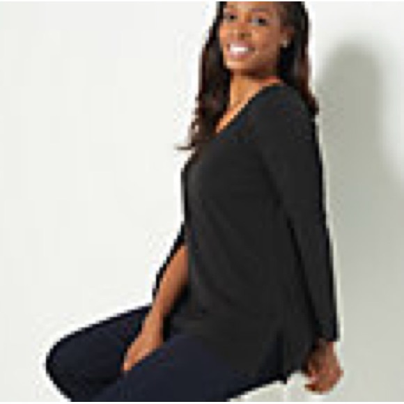 Susan Graver Liquid-knit split-sleeve tunic - Picture 1 of 4